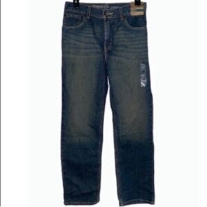 Roebuck & Co. Boys Denim Blue Jeans 12 Husky Straight Leg, Adjustable Waist